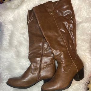 Brown wide calf boots